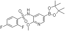 2，4-二氟-N-(2-甲氧基-5-(4，4，5，5-四甲基-1，3，2-二氧硼杂环戊烷-2-基)吡啶-3-基)苯磺酰胺,1083326-73-1,结构式