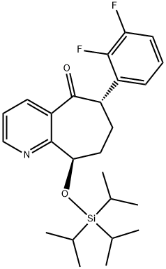 (6S,9R)-6-(2,3-二氟苯基)-6,7,8,9-四氢-9-[[三(1-甲基乙基)甲硅烷基]氧基]-5H-环庚并[b]吡啶-5-酮,1190363-46-2,结构式