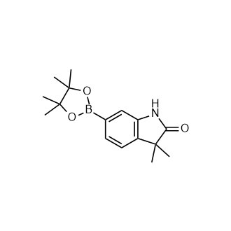 3,3-二甲基-6-(4,4,5,5-四甲基-1,3,2-二氧硼杂环戊烷-2-基)二氢吲哚-2-酮,1190861-74-5,结构式