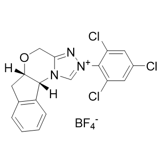 (5aS,10bR)-2-(2,4,6-三氯苯基)-4,5a,5,10b-四氢-2H-茚并[2,1-b][1,2,4]三唑并[4,3-d ][1,4]噁嗪四氟硼酸鎓盐,1214711-48-4,结构式