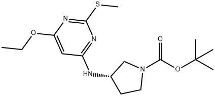 (S)-tert-Butyl 3-((6-ethoxy-2-(methylthio)pyrimidin-4-yl)amino)pyrrolidine-1-carboxylate,1354020-92-0,结构式