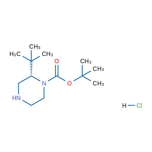(S)-2-(叔丁基)哌嗪-1-羧酸叔丁酯盐酸盐,1381959-73-4,结构式