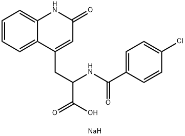 Sodium 2-(4-chlorobenzamido)-3-(2-oxo-1,2-dihydroquinolin-4-yl)propanoate,169809-59-0,结构式