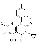3-环丙基-1-(2-氟-4-碘苯基)-5-羟基-6，8-二甲基吡啶并[2，3-d]嘧啶-2，4，7-(1H，3H，8H)-三酮,871700-24-2,结构式