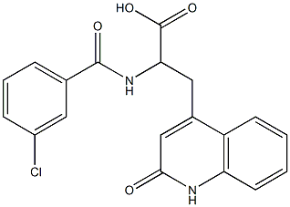 2-(3-氯苯甲酰氨基)-3-(2-氧代-1,2-二氢喹啉-4-基)丙酸,90098-05-8,结构式