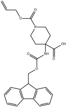 1-allyloxycarbonyl-4-(9H-fluoren-9-ylmethoxycarbonylamino)piperidine-4-carboxylic acid,914358-24-0,结构式