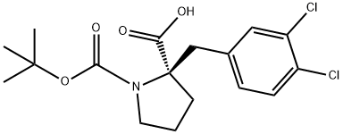 (R)-1-(tert-Butoxycarbonyl)-2-(3,4-dichlorobenzyl)-pyrrolidine-2-carboxylic acid,959578-28-0,结构式