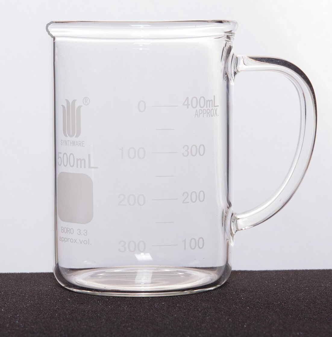 有柄烧杯，双刻度线500ML,直径80*高度125*壁厚2.5mm,B190500,结构式